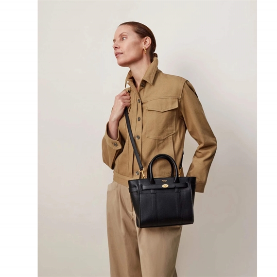 Mulberry Mini Zipped Bayswater Black Small Classic Grain